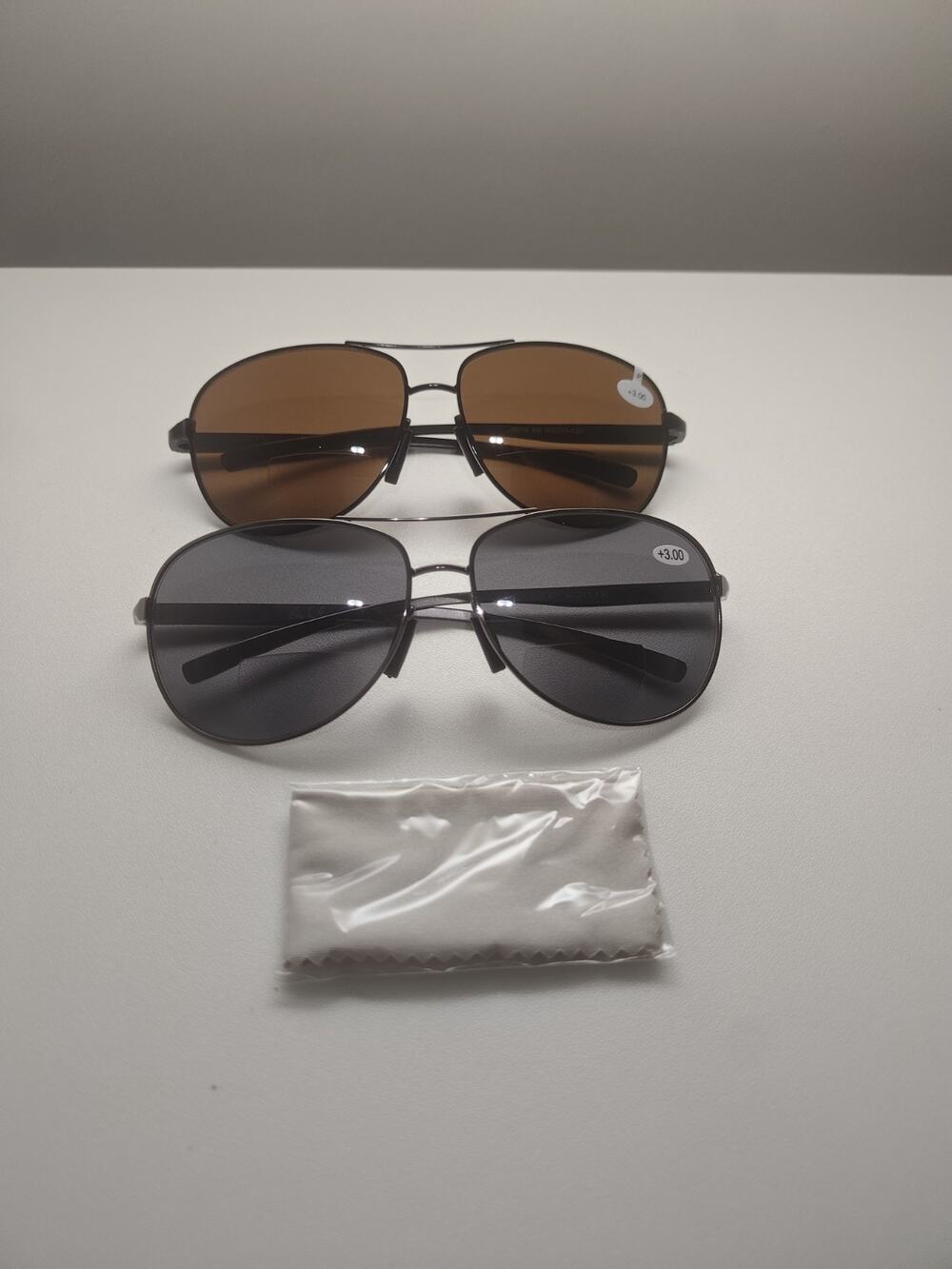 2 par LianSan Aviator Sunglasses +3 Black/Brown NEW